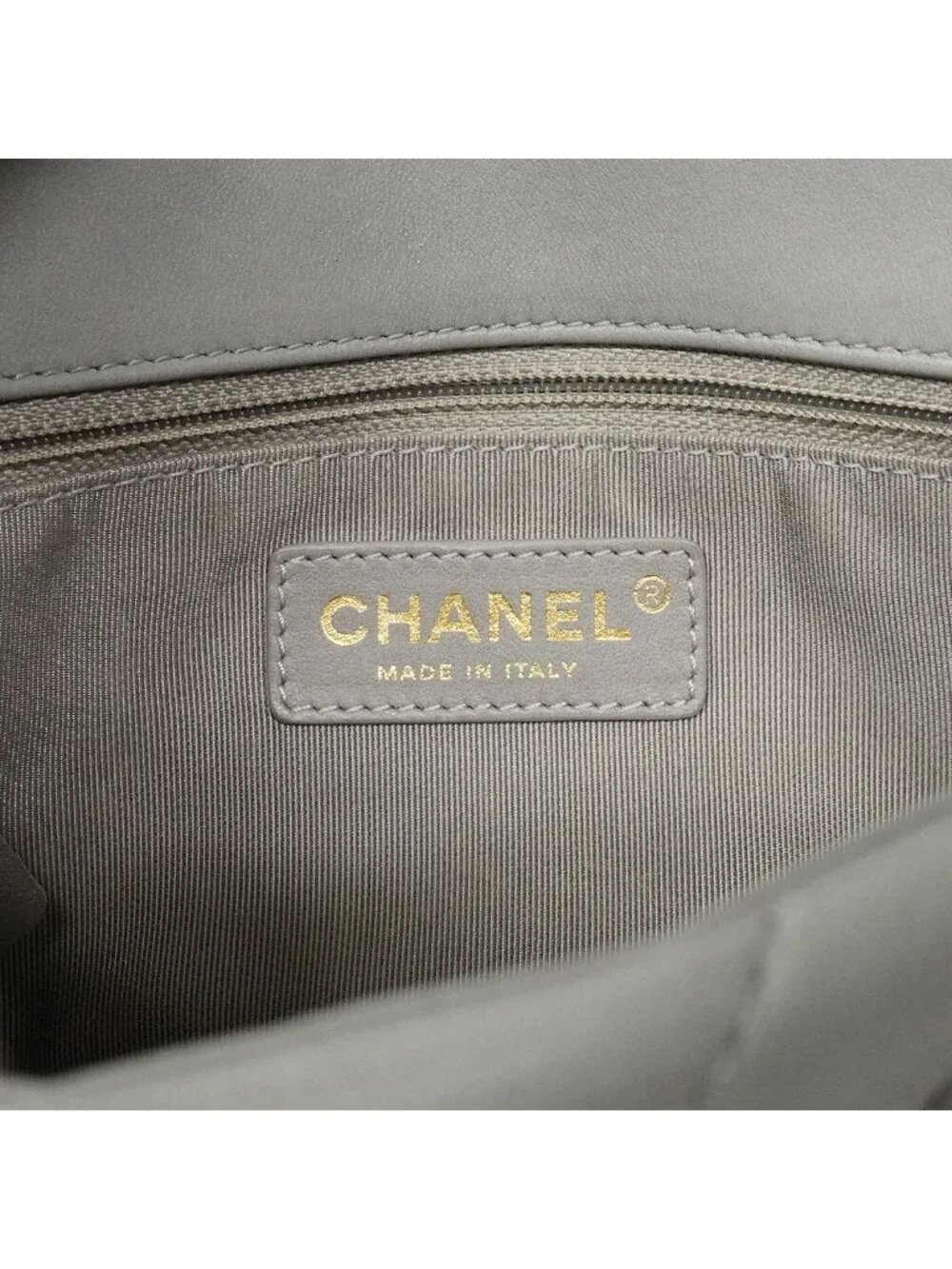Chanel Shoulder Bag Che Blanc Lambskin Gray Gold